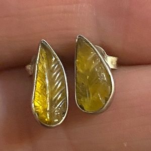 Sterling silver & gemstone earrings. Handmade & carved